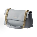 PRADA Doux Doux embossed letter logo magnetic clasp opening and closing calfskin crossbody single-shoulder bag, medium size for women, sky blue